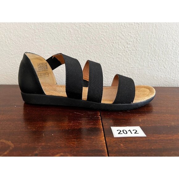 Cloudwalkers by Avenue Autumn Sandals Womens Sz 9W Black Fabric Stretch Strappy - Picture 1 of 9